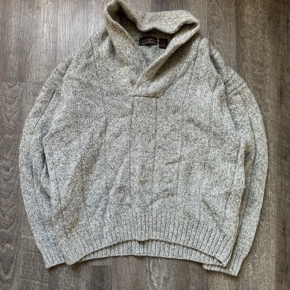 Vintage Eddie Bauer Womens M Wool Blend Shawl Collar Sweater Open‎ Knit
